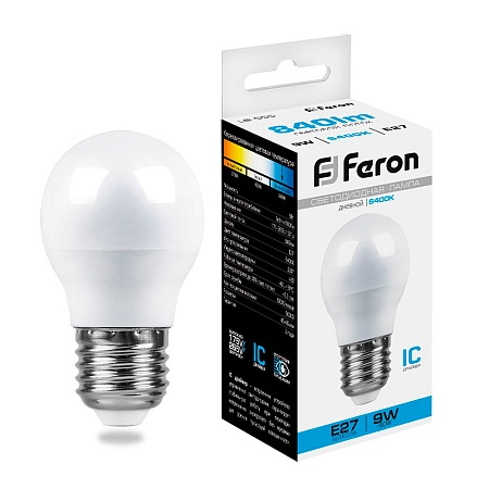 Лампа светодиодная Feron LB-550 Шарик E27 9W 175-265V 6400K - фото