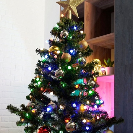 Светодиодная гирлянда Feron CL585 Мультишарики 12м 230V мультиколор, c питанием от сети, черный шнур - фото