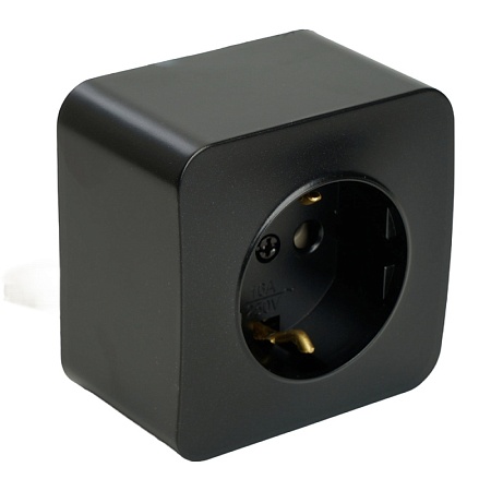 Розетка 1-местная с/з открытой установки, STEKKER, 250В, 16А, IP20, серия София, черный матовый, MST16-11-05 - фото