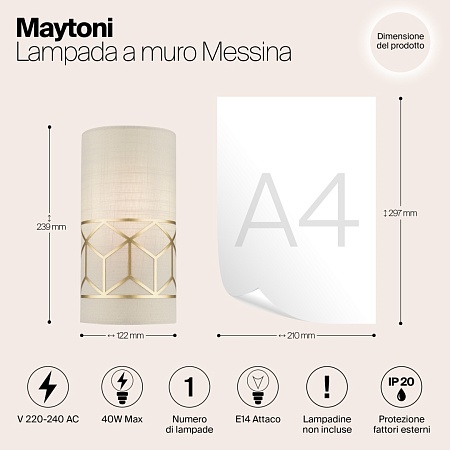 Настенный светильник (бра) Maytoni Messina H223-WL-01-G - фото