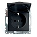 Розетка 1-местная с/з с крышкой (механизм), STEKKER GLS16-7112-05, 250В, 16А с защитной шторкой, серия Катрин, черный - фото