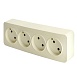 Розетка 4-местная б/з открытой установки, STEKKER, 250В, 10А, IP20, серия София, слоновая кость, MST10-14-04 - фото
