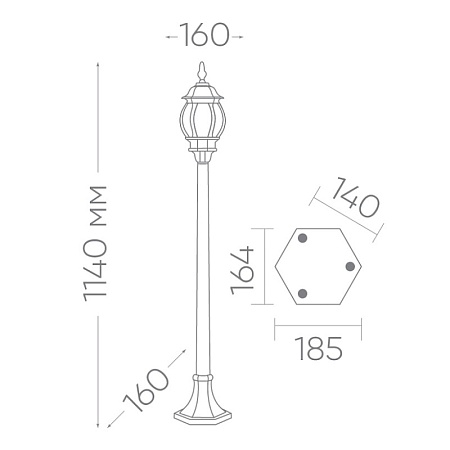 Светильник садово-парковый Feron 8111/PL8111 столб 100W E27 230V, черное золото - фото