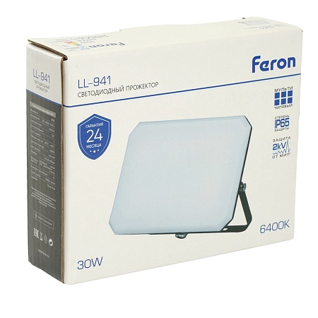Светодиодный прожектор Feron LL-941 IP65 30W 6400K - фото