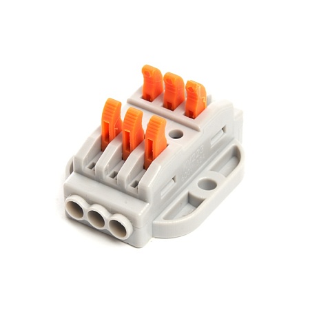 Клемма строительно-монтажная STEKKER для подключения фазных проводников 3 контактные группы, (1 ввод,1вывод на полюс) LD222-430 - фото