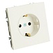 Розетка 1-местная с защитной шторкой с/з (механизм), STEKKER, 250В, 16А, серия Эмили, RST16-5110-01, белый фарфор, soft touch - фото