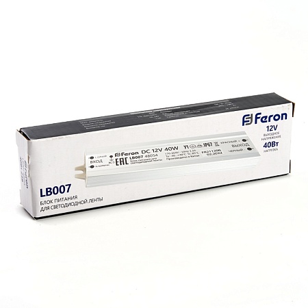 Трансформатор электронный для светодиодной ленты 40W 12V IP67 (драйвер), LB007 FERON - фото