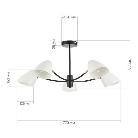 Светильник потолочный Черный, Золотой/Белый E14 5*40W SLE103602-05 - фото