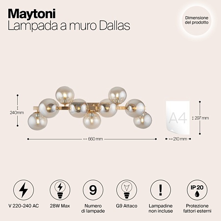 Настенный светильник (бра) Maytoni Dallas MOD547WL-09G - фото
