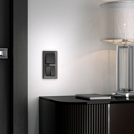 Выключатель двухклавишный черный W1220008 - фото