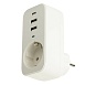 Сетевой фильтр 1-местный с/з STEKKER 250В, 16А,  2USB+1Type-C 2,4 A, серия Nova, HM81-11-1, белый - фото