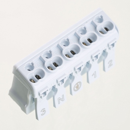 Клемма монтажная с/з STEKKER для подключения фазных проводников, 5 контактных групп (3 ввода, 3 вывода на полюс), LD294-5105 - фото