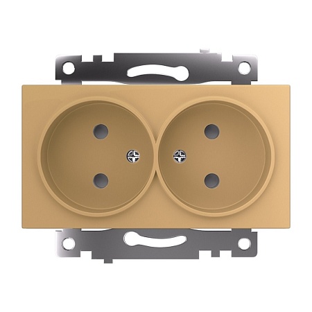 GLS16-7114-08 Розетка 2-местная с защитной шторкой (механизм) с/з, 250В, 16А, серия Катрин, золото - фото