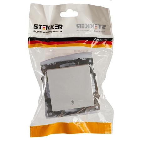 Переключатель 1-клавишный (механизм), STEKKER GLS10-7105-01, 250V, 10А, серия Катрин, белый - фото