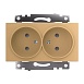 GLS16-7114-08 Розетка 2-местная с защитной шторкой (механизм) с/з, 250В, 16А, серия Катрин, золото - фото