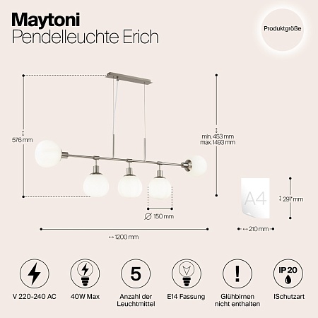 Подвесной светильник Maytoni Erich MOD221-PL-05-N - фото