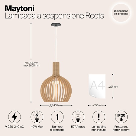 Подвесной светильник Maytoni Roots MOD194PL-01W1 - фото