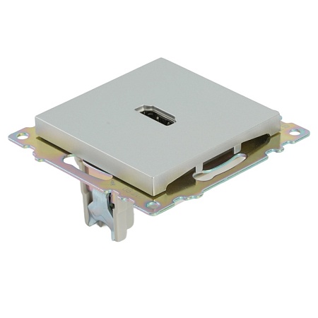 Розетка HDMI 2.1, Type A (механизм), STEKKER GLS00-7118-03, серия Катрин, серебро - фото