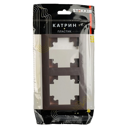 Рамка STEKKER, PFR00-7002-04 2-местная, пластик, серия Катрин, шоколад - фото