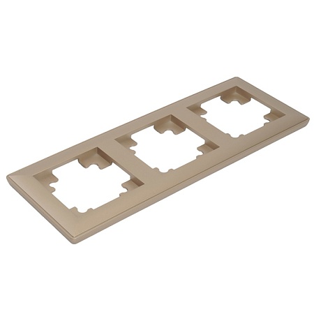 Рамка STEKKER, PFR00-7003-02 3-местная, пластик, серия Катрин, шампань - фото