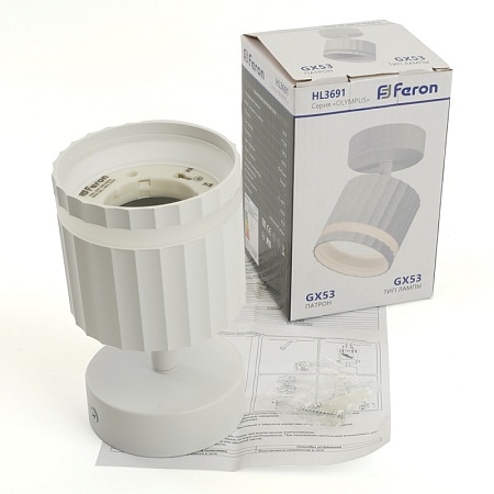 Светильник Feron HL3691 OLYMPUS настенно-потолочный под лампу GX53, белый - фото