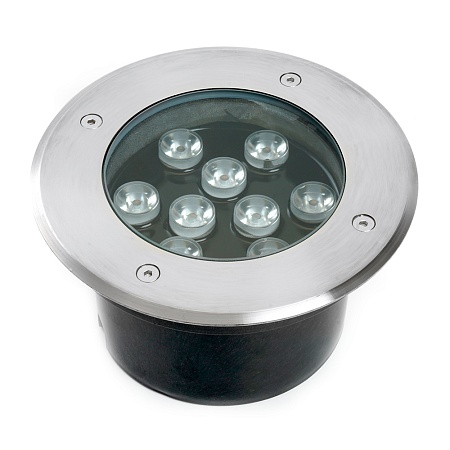 Светодиодный светильник тротуарный (грунтовый) Feron SP2803, 10W, AC/DC12V, низковольтный, 3000К, металлик, 160*H90mm, вн.диаметр: 110mm, IP67 - фото