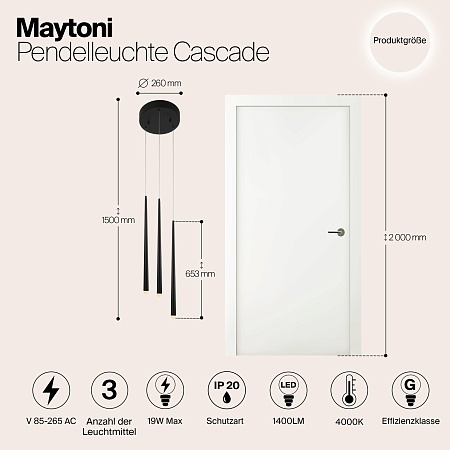 Подвесной светильник Maytoni Cascade MOD132PL-L28BK1 - фото