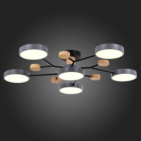 Светильник потолочный Серый/Серый LED 6*12W 3000K/4500K/6000K SLE6006-702-06 - фото