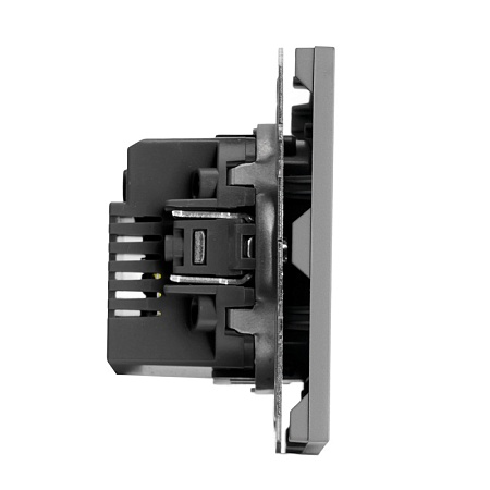 Розетка 2-местная USB + Type C (механизм), STEKKER, 250В, 20W, серия Эмили, RST10-5115-10, платиново-серый, soft touch - фото