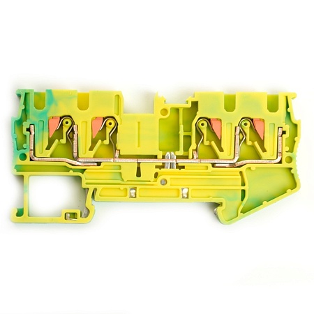 Зажим пружинный, 4-проводной проходной ЗНИ - 4 ,JXB PT 4 , желтый,зеленый LD574-1-40 - фото