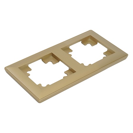 Рамка STEKKER, PFR00-7002-08 2-местная, пластик, серия Катрин, золото - фото