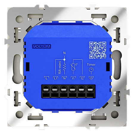Терморегулятор электронный VOLTUM S70 с индикацией и датчиком, для теплого пола, (сталь)