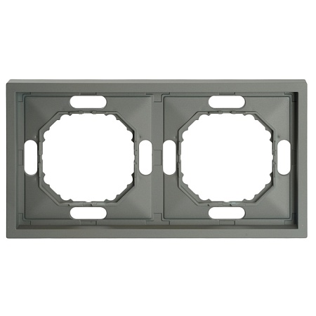 Рамка STEKKER, PFR00-5002-10 2-местная, серия Эмили, платиново-серый, soft touch - фото