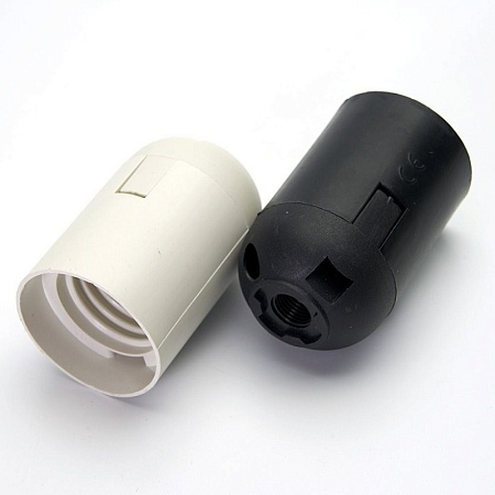 LH109 Патрон E27, 250V, самозатухающий пластик, цвет белый, размер 38*55 мм - фото