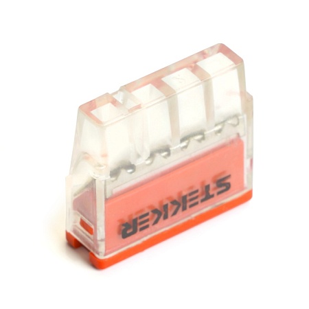 Клемма монтажная 4-проводная STEKKER  для 1-жильного проводника, LD2273-204 - фото