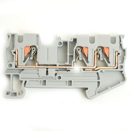 Зажим пружинный, 3-проводной проходной ЗНИ - 4 ,JXB PT 4  TW, серый LD573-1-25 - фото