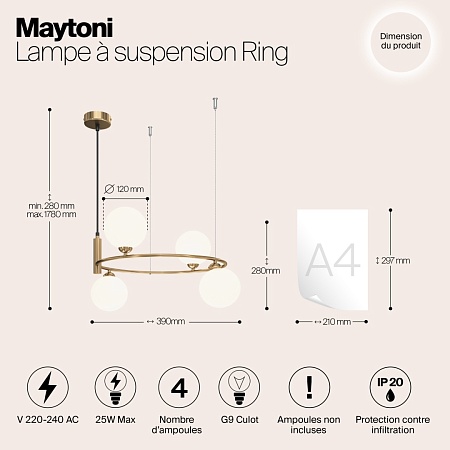 Подвесной светильник Maytoni Ring MOD013PL-04BS1 - фото