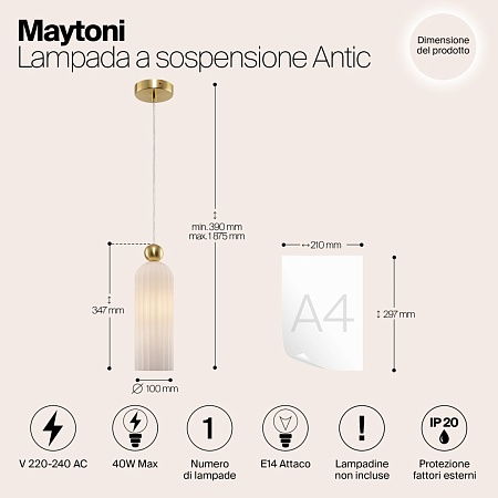 Подвесной светильник Maytoni Antic MOD302PL-01W - фото