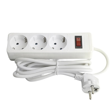 Сетевой фильтр 3-местный с/з STEKKER HM20-31-05 3x1мм2, 5 м, серия Optima, белый - фото