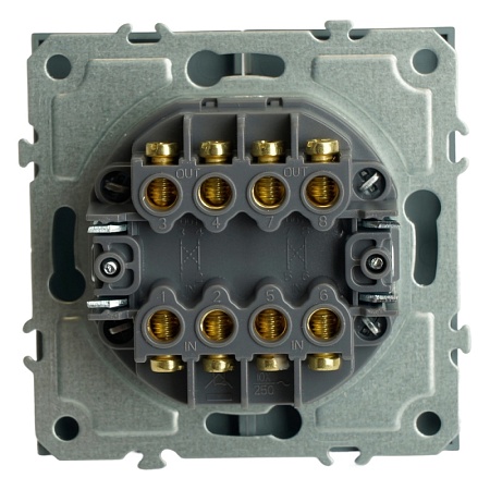 Переключатель перекрестный 2-клавишный (механизм), STEKKER, 250В, 10А, серия Эмили, RSW10-5111-10, платиново-серый, soft touch - фото