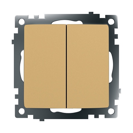 Выключатель 2-клавишный (механизм) STEKKER, GLS10-7104-08, 250В,10А, серия Катрин, золото - фото
