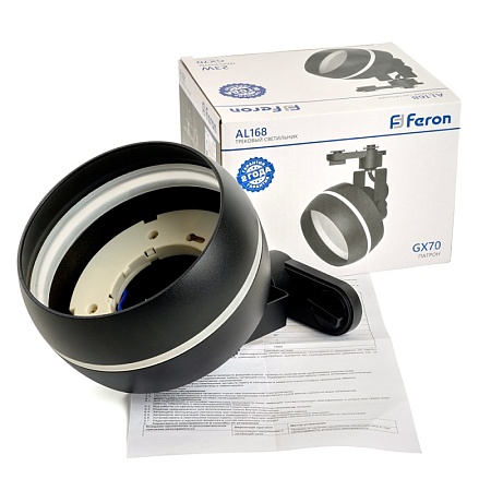 Светильник Feron AL168 трековый однофазный на шинопровод под лампу GX70, черный - фото