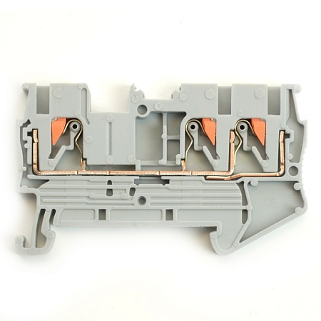 Зажим пружинный, 3-проводной проходной ЗНИ - 2,5 , JXB PT 2.5 TW , серый LD573-1-25 - фото