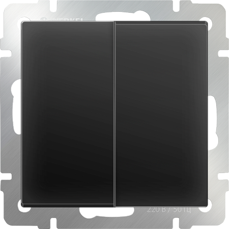 Выключатель двухклавишный проходной черный матовый WL08-SW-2G-2W - фото