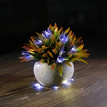 Светодиодная гирлянда Feron CL588 линейная Роса, 5000К, 2м, с питанием от батареек, прозрачный шнур - фото