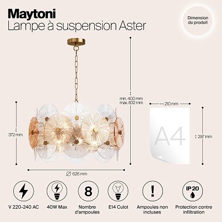 Подвесной светильник Maytoni Aster MOD007PL-08G - фото