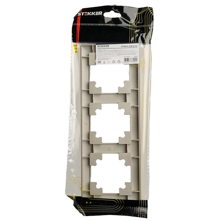 Рамка STEKKER, PFR00-7003-02 3-местная, пластик, серия Катрин, шампань - фото