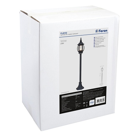 Светильник садово-парковый Feron 8110/PL8110 столб 100W E27 230V, черный - фото