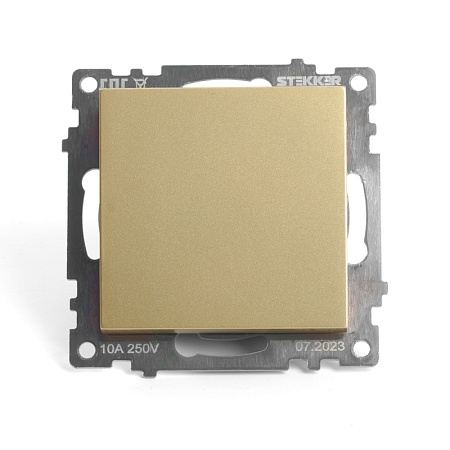 Переключатель 1-клавишный (механизм), STEKKER, GLS10-7105-08, 250В, 10А, серия Катрин, золото - фото