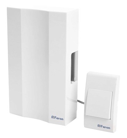 Звонок с кнопкой проводной Feron DB-101 электромеханический белый 230V 162х98х40мм - фото